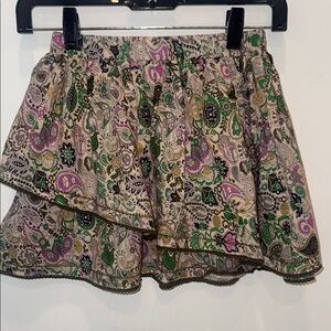 Zadig et Voltaire Paisley Print Skirt with Green and Pink Accents